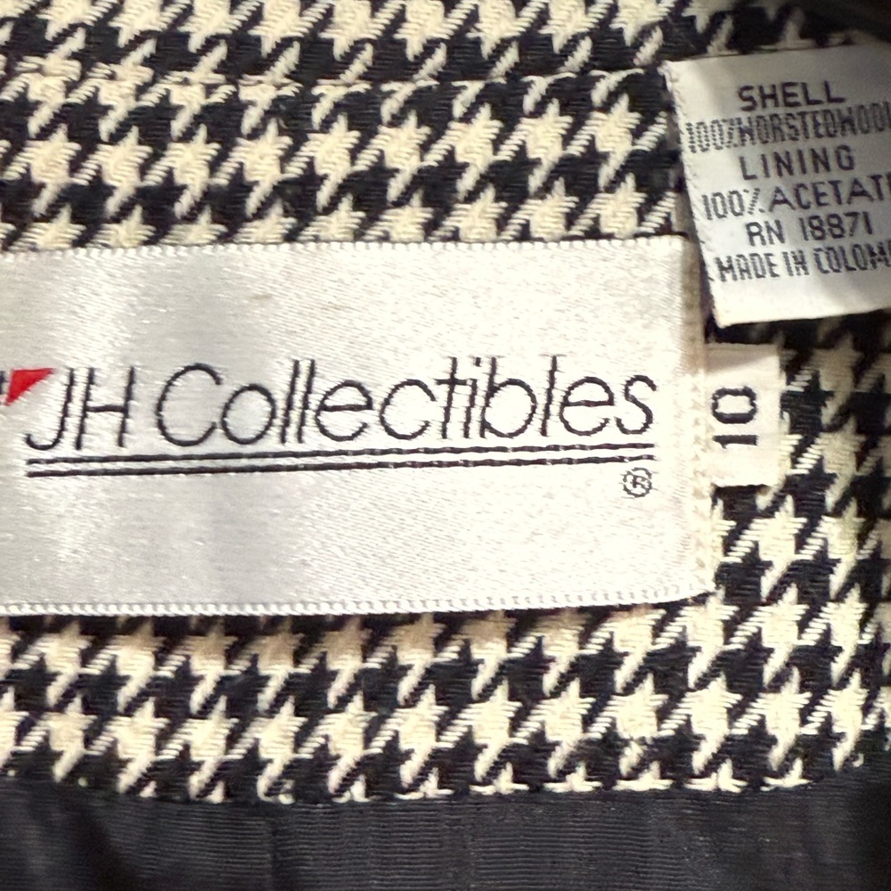 JH Collectibles Classic Black and White Houndstooth Women's Coat - Picture 6 of 8